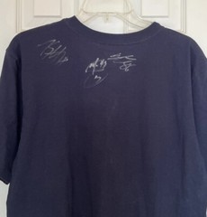New York Rangers Navy Blue T-Shirt Reebok XL 3 Unknown Signatures On Back