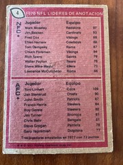 1977 Topps Mexican #4 Scoring Leaders short print (SP) Mark Moseley Toni Linhart