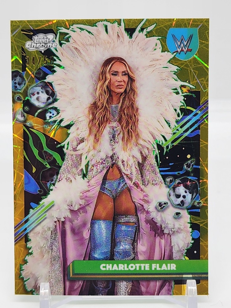 2026 WWE Topps Cosmic Chrome Gold Interstellar Refractor /50 Charlotte Flair