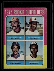 1975 Topps #616 Rookie Outfielders (Augustine / Mangual / Rice / Scott)