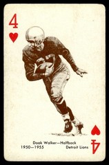 1963 STANCRAFT NFL PLAYING CARDS 4 OF HEARTS DOAK WALKER B DETROIT LIONS #NFL