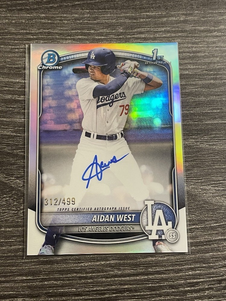 2025 Bowman Draft Aidan West Chrome Auto Refractor 1st Prospect #/499 Dodgers