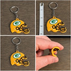 Green Bay Packers Helmet Keychain – Flexible PVC/Rubber NFL Fan Key Ring Charm
