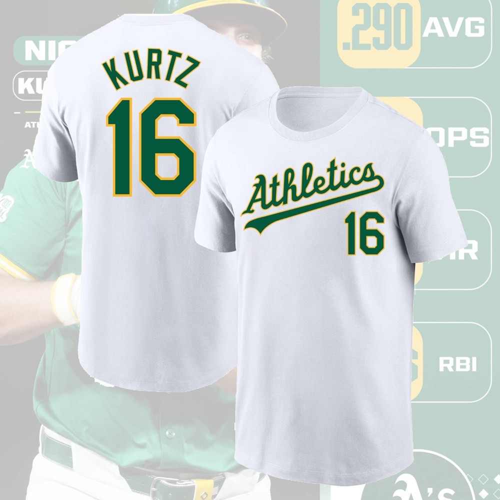 HOT SALE! Nick Kurtz #16 Athletics Name & Number S–5XL for Fan
