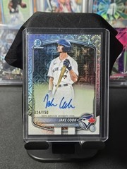 2025 Bowman Draft Jake Cook Chrome Auto HTA Choice Refractor 1st #/150 Blue Jays