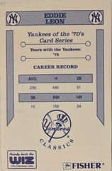 1992 The Wiz/Fisher Eddie Leon Auto Card New York Yankees of the &rsquo;70&rsquo;s Signed