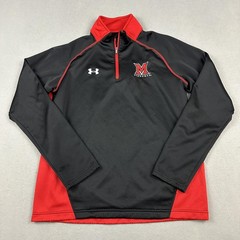 Miami Redhawks Sweater Men Large Black Football 1/4 Zip Pullover Under Armour L