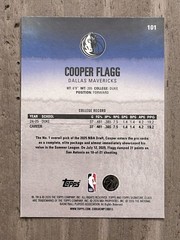 2025-26 Topps Signature Class Cooper Flagg Rookie Yellow Pandora SP RC #101