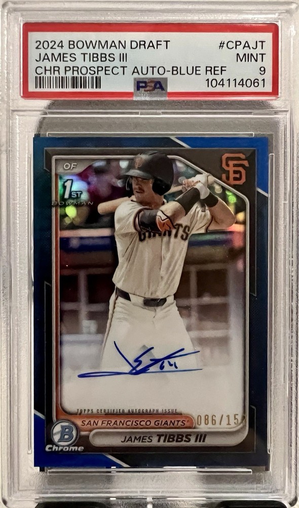 2024 Bowman Draft James Tibbs III Auto Blue Refractor /150 PSA 9 Dodgers