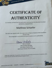 2025 Matthew Schaefer Autographed 8 1/2 x 11 Photo Erie Otters COA Signed