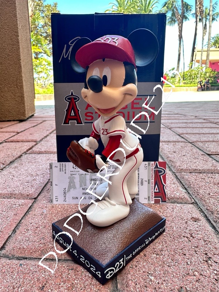 🔥🐭Disney D23 Mickey Mouse Bobblehead 8/4/24🐭🔥 LA Angels w/ Hard Ticket 🎟️