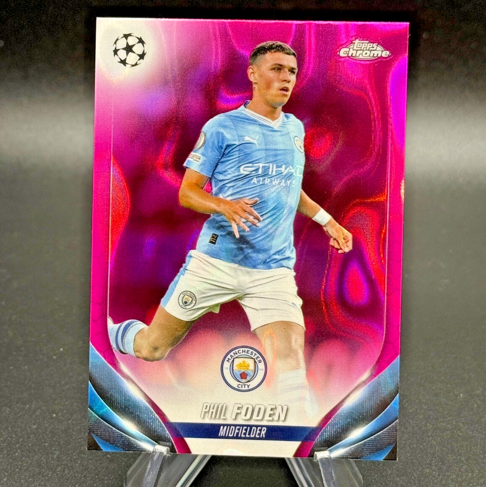 Phil Foden 2023-24 Topps Chrome UEFA CC #84 Pink Lava Refractor Manchester City