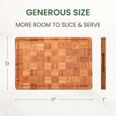 LAIF Premium Bamboo Cutting Board with Juice Groove – 17&Prime;L x 12&Prime;W, Natural