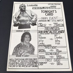 Vtg 1977 Louisville Wrestling Program Card Andre The Giant Jerry Lawler