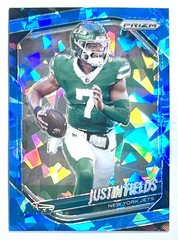2025 Prizm Justin Fields Blue Ice Prizm Refractor SSP #d /99 New York Jets NBA