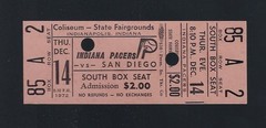 vintage GEORGE MCGINNIS MEL DANIELS 1972 ABA CONQUISTADORS @ PACERS FULL TICKET