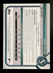 Cole Young 2022 Bowman Draft Green #63/99 1st RC #BD112 Seattle Mariners Card