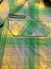 Columbia Oregon Ducks Mens M Flannel Shirt Plaid Green Yellow Long Sleeve NCAA