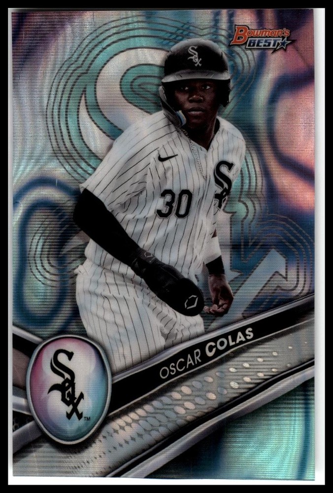 2022 Bowman&rsquo;s Best #TP-28 Oscar Colas Top Prospects Aqua Lava Refractor #/199