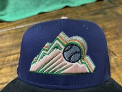 Colorado Rockies 10 Years Light Navy Black Corduroy New Era Fitted 7 5/8 PeachUV