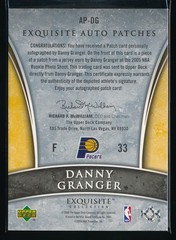 Danny Granger 2006 Upper Deck Exquisite Collection Patch Auto 071/100
