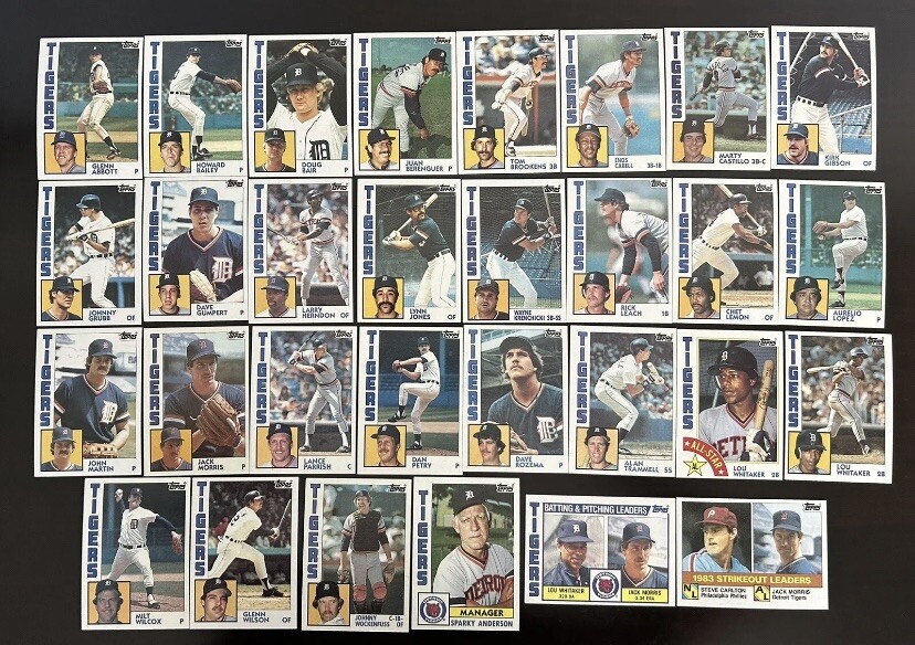 1984 DETROIT TIGERS Topps COMPLETE Baseball Team SET 30 Cards GIBSON TRAMMELL!