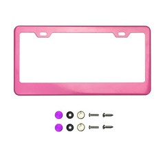 Red Blue Black Purple Chrome License Plate Frame Stainless Steel Metal Screw Cap