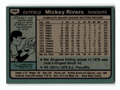 Mickey Rivers 1980 Topps #485 Texas Rangers EX