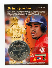 BRIAN JORDAN 1997 PINNACLE MINT NICKEL-SILVER COIN W/DISPLAY CARD CARDINALS