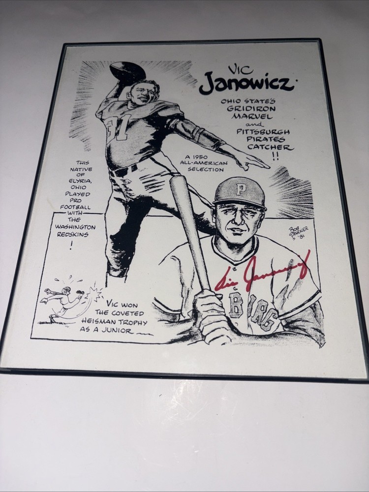 VIC JANOWICZ Signed 8×10 BOB PARKER ART d.1981 RARE! Ohio State / Pirates