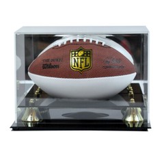 NEW DELUXE MINI FOOTBALL DISPLAY CASE with GOLD RISERS