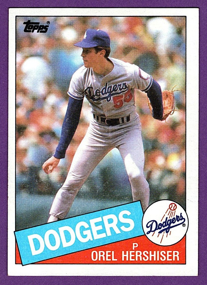 Orel Hershiser Los Angeles Dodgers 1985 Topps Baseball ROOKIE CARD RC #493 EX
