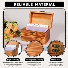 Index Card Holder 3X5, Wooden Origanizer Recipe Box with 100 PCS Flash Ca