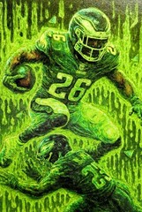 Saquon Barkley- 2024 Anime Sport Swag Cartoon Green Prism – Eagles MVP