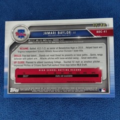 2019 Bowman Chrome Draft Sapphire BLUE 58/99 #BDC41 Jamari Baylor 1st Bowman