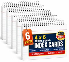 1Intheoffice 4X6 Spiral Bound Index Cards Ruled Index Card Lined Index Card
