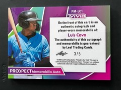 2026 Leaf Vivid Luis Cova Auto /5 Prospect Memorabilia Patch