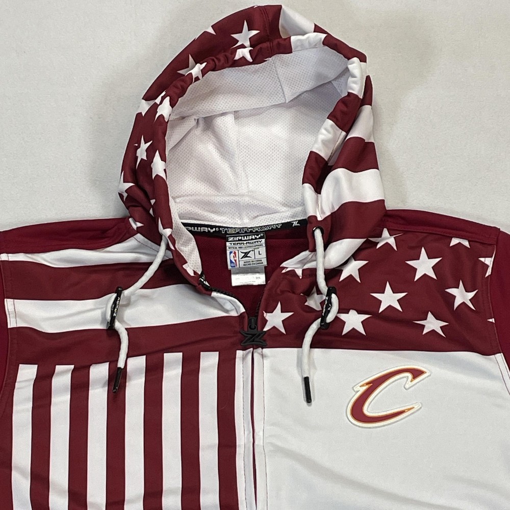 Cleveland Cavaliers Jacket Mens Large Red NBA Basketball Zipway Short Sleeve