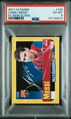 2011 PANINI FC BARCELONA AUTOGRAFO #140 LIONEL LEO MESSI AUTO PSA 6