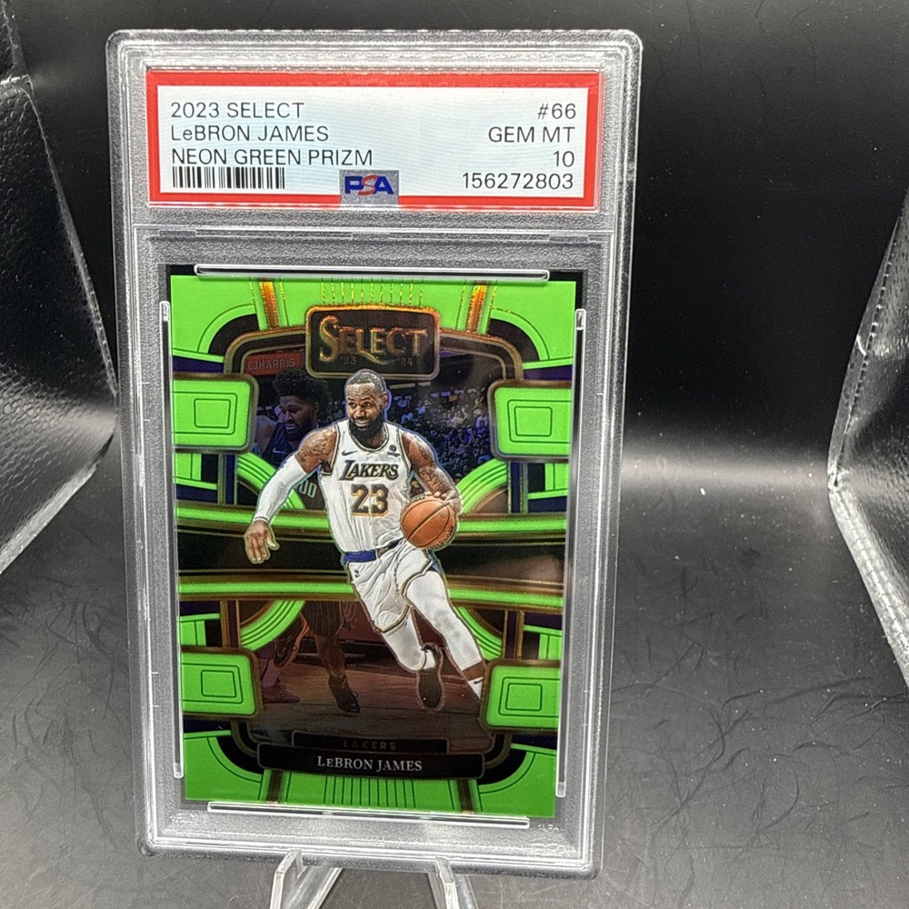 2023 Select LeBron James Neon Green Prizm /75 PSA 10 #66 Lakers