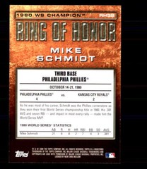 2009 Topps #RH32 Mike Schmidt Ring of Honor Philadelphia Phillies