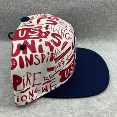 Men&rsquo;s U.S. Soccer White Red Navy All Over Print Cross Panel Snap Back Hat Cap
