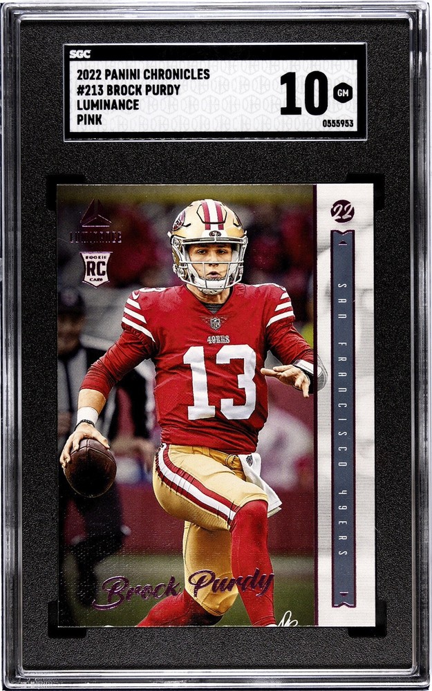 2022 Chronicles Luminance #213 Brock Purdy (RC) PINK 49ers SGC 10 GM GEM MINT
