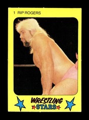 5-02-28 PWE . 1986 Monty Gum Super Wrestling Stars 2 x 2 3/4 » #1 rip rogers (B)
