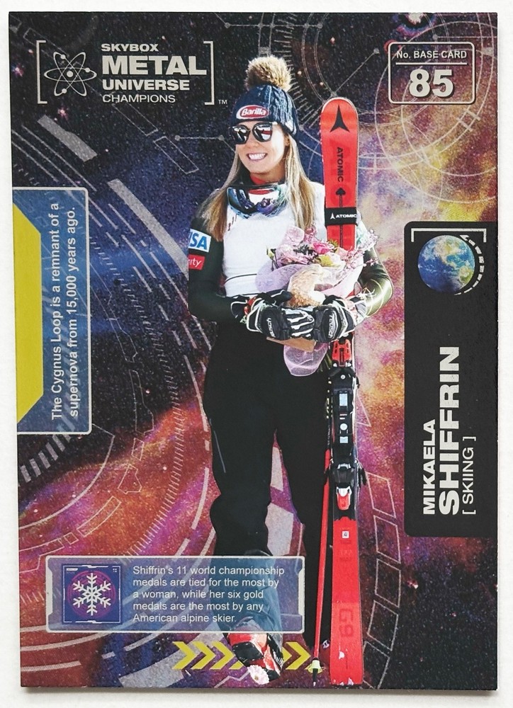 MIKAELA SHIFFRIN 2021 Skybox Metal Universe – Base, Inserts, Parallels, Auto