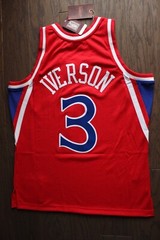 Philadelphia 76ers ALLEN IVERSON Mitchell Ness Red SWINGMAN Men 44 L Jersey