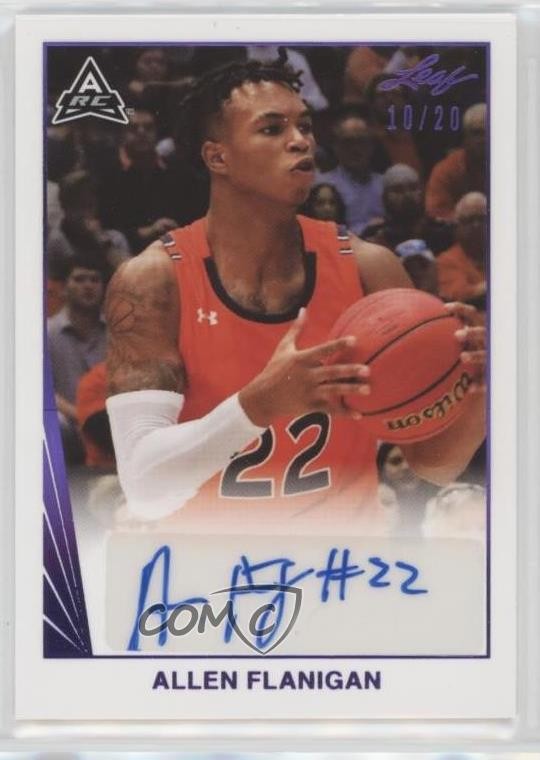 2021-22 Leaf Memories 1990 Base Purple 10/20 Allen Flanigan #BA-AF1 Auto 0ot5