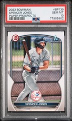 Graded 2023 Bowman Spencer Jones #BP139 Paper Prospects RC Baseball Card PSA 10