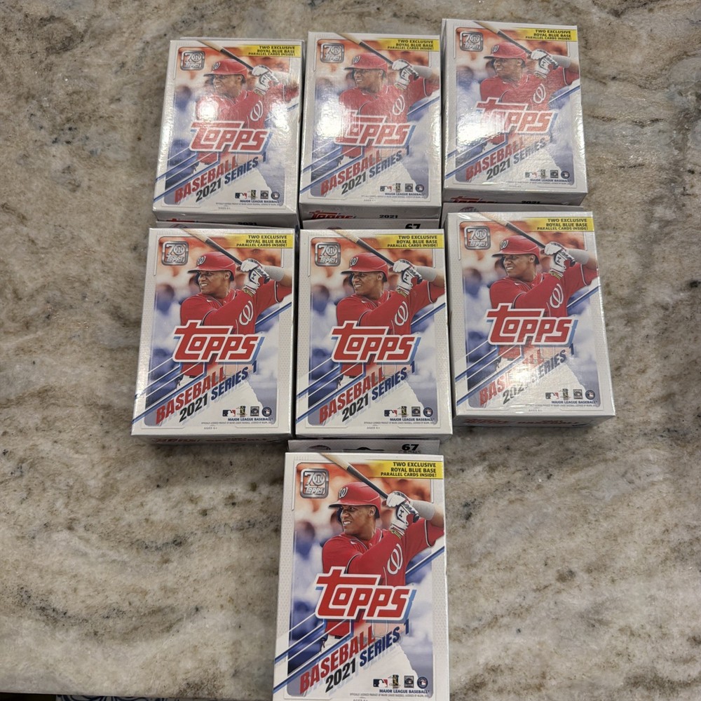 7 X Lot 2021 Topps Baseball Series 1 Hanger Box 67 Cards Baseball Royal Blue