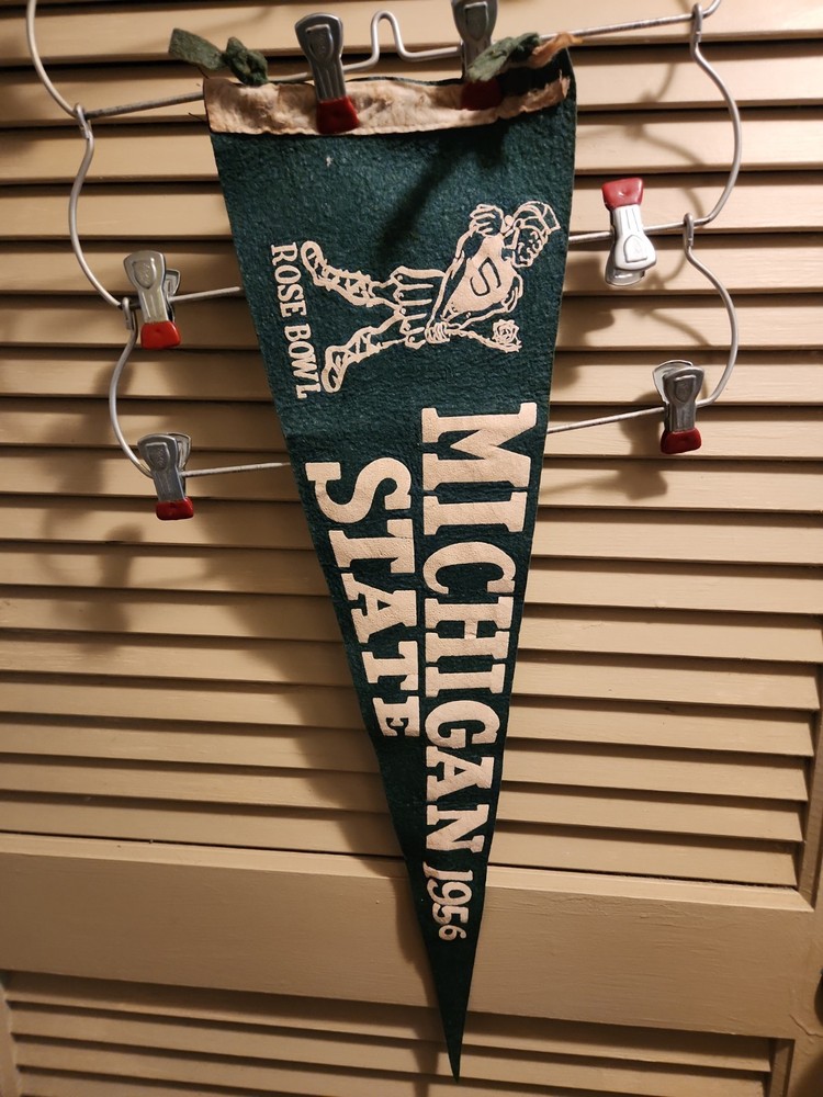 Vtg 56 Michigan State Felt Rose BOWL Pennant 24&Prime; Spartans Football